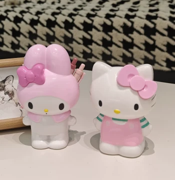 Standing KT Cat Cute Cartoon Creative Pen Holder Desktop Ornament Makeup Brush Storage Tube Gift Kids Stationery Organizer