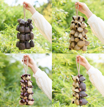 Indonesian Natural Plant Seed Pod Hand Shaker Bells, Original Wind Chimes for Music Accompaniment, Meditation, Healing Water Sounds, Sound Therapy Instrument