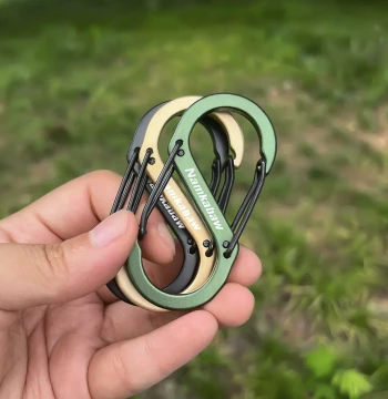 3-Pack Aluminum Alloy S-Buckle Figure-8 Carabiner Keychain for Travel Backpacks, External Hooks, and Hat Connectors