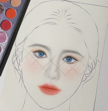 Makeup Practice Drawing Sheets, Beauty Charts with Colored Pupils, Various Face Shapes, Hairstyles, Styles, Facial Feature Design, and Cosmetic Art
