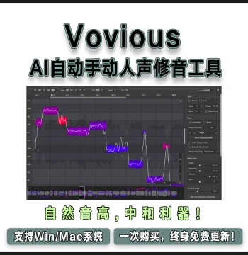 Vovious Smart AI Automatic and Manual Natural Voice Tuning Tool for Pitch Correction and Fine Editing with ARA2 Support