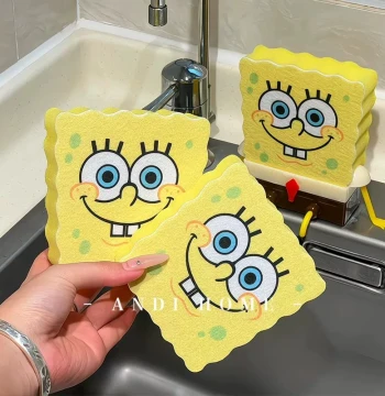 SpongeBob Dishwashing Sponge - Magic Eraser for Stubborn Stains - Kitchen Scrubber for Home/Dorm Use