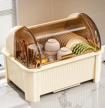 Bowl and Chopstick Storage Box Dish Rack Kitchen Home Plate Holder Multi-Function Drainage Shelf Dust-Proof Tableware Cabinet