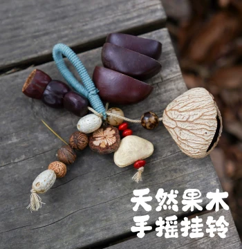 Coconut Shell Wind Chime Rattle Coconut Shell Bell Natural Fruit Rattle Healing Instrument Nut Kernel Handheld Bell Plant Nut Sound Therapy