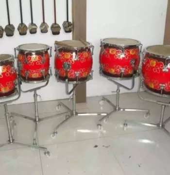 Guchi Five-Tone Row Drum - Professional Percussion Instrument, Large Chinese Drum, Concert Tom-Tom, Timpani, Ethnic Row Drum