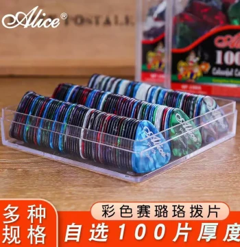 Alice Celluloid Guitar Picks Ukulele Plectrums 100-Pack Strumming Picks Choose Your Thickness