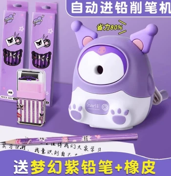 Automatic Pencil Sharpener, Crank-Operated Pencil Grinder for Elementary Students, Cartoon Cute Design for Girls