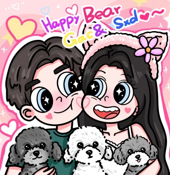 Star Butterfly Princess Style Custom Couple Portrait - Q-Version Character Photo to Cartoon Avatar Hand-Painted Illustration