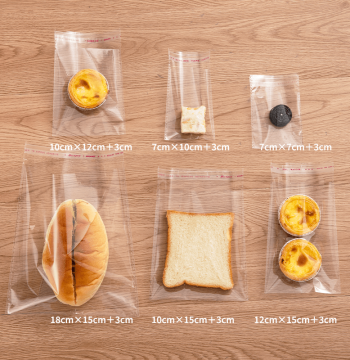 Transparent Bread Packaging Bags - Self-Sealing Bags for Scones, Cookies, Cakes, and Toast with Adhesive Closure