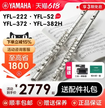 Yamaha Flute YFL222/S2 Standard C Key, Professional Western Flute Instrument for Adults and Children, Beginner Friendly