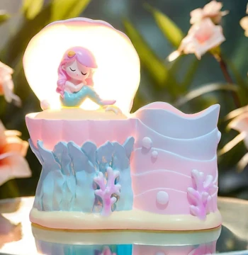 Mermaid Shell Night Light Girl's Pen Holder, Creative Cute Desktop Decor and Organizer, Children's Day Gift