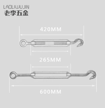 M20 National Standard Turnbuckle Malleable Iron Screw Rigging Spiral Buckle, Galvanized Flower Lantern Bolt, Utility Pole Wire Rope Tensioner