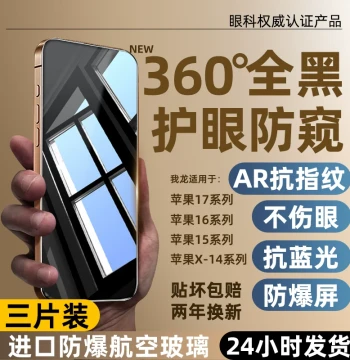 [New 360° Privacy] WoLong Tempered Glass for Apple iPhone 16, 13, 11e, 14 Pro Max, 17 Air, 12 Pro, 15 Plus, XS, XR, XS Max: Full Screen Anti-Spy Film