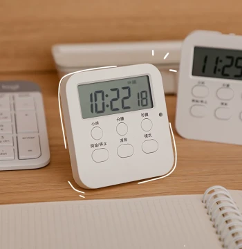Minimalist White Alarm Clock and Timer - Student Self-Discipline Timer for Exam Prep, Study Time Management