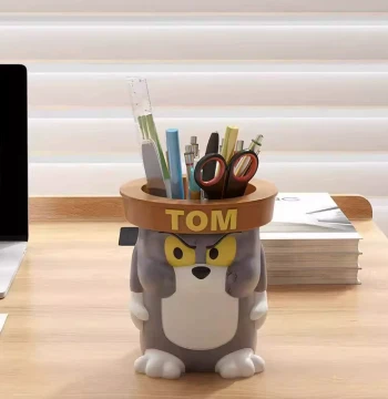 Creative Tom Cat Pen Holder Storage Box, Student Desktop Organizer