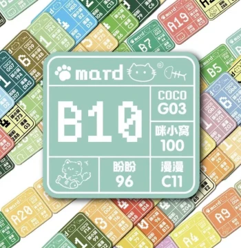 Cat Pixel Art MARD Perler Bead Color Chart Stickers - 221 Color Series COCO Conversion, Mi Xiao Wo, Panpan Label Stickers