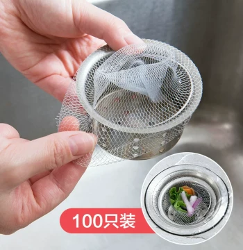 100-Pack Kitchen Sink Filter Mesh, Drain Strainer for Vegetable Washing and Dishwashing, Disposable Floor Drain Anti-Clog Net