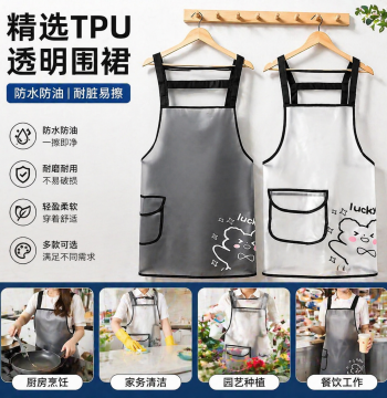 Sleeveless Water-Repellent Kitchen Apron for Cooking, Catering, Seafood Markets, and Pet Shops - Transparent Wash-Free Work Uniform