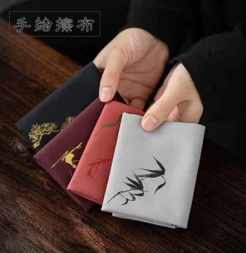 Hand-Painted Guqin Cleaning Cloth, Suede Extra Thick Cloth, Extended and Widened Washable, Cleans Guqin Surface and Strings