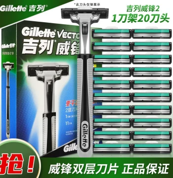 Gillette Vector Manual Razor, Old-Style Shaving Knife, Fast Shaving, Double-Blade, Classic Handle and Head