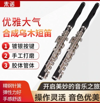 Weinuo Synthetic Ebony Piccolo in C - Western Instrument VPC-E200S for Beginners and Professional Band Performance, Silver-Plated