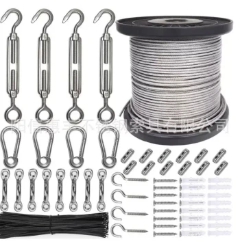 1/8 String Light Hanging Kit Cable Wire, Stainless Steel Swivel Hook for Indoor and Outdoor Garden