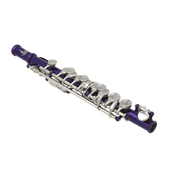 Lade Piccolo in C, White Brass Body, Purple (Leather Case), 16 Holes with E Key, French Mechanism, Italian Pads