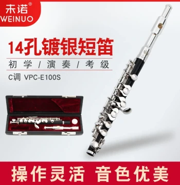 Weinuo C Key Piccolo Western Instrument VPC-E100S Piccolo, Professional Performance Grade for Wind Bands, Silver Plated