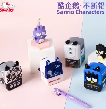 Sanrio Bad Badtz-Maru Student Pencil Sharpener, Rotary Pencil Sharpener for Children and Girls