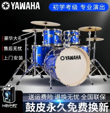 Adult and Kids Drum Set - Professional Home Jazz Kit for Beginners and Exams (5 Drums, 3-4 Cymbals) with Mute Function