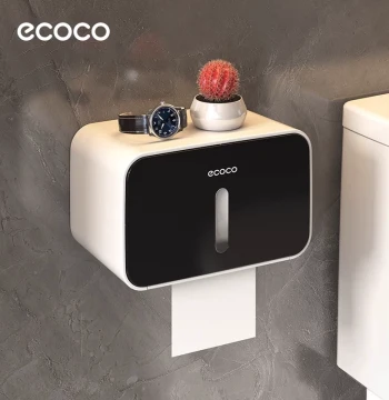 ecoco Toilet Paper Holder Bathroom Tissue Box Toilet Paper Rack Wall-Mounted Bathroom Roll Holder