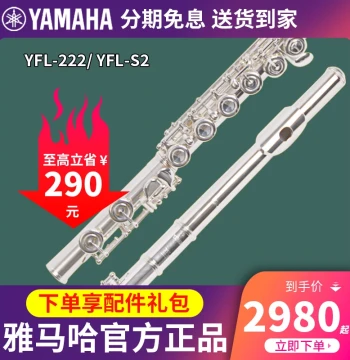 Yamaha Flute YFL222/S2 Standard C Key Instrument for Professional Teaching, Exams, Adults, Children, and Beginners
