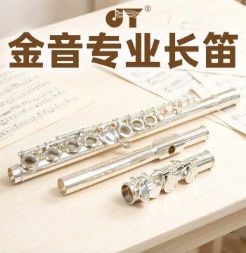 Jinyin Flute Instrument, 16-Key Closed/Open Hole, Key of C, E-Key Split, for Beginners, Children, Adults, Performance and Exams