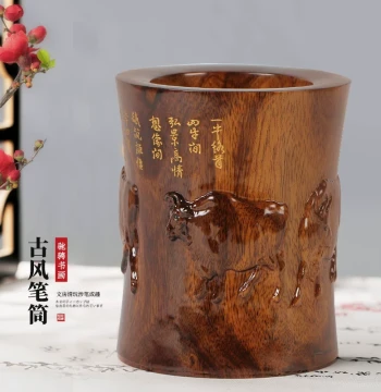 Rosewood Pen Holder Craft Ornament Solid Wood Chinese Cultural Creative Birthday Gift Custom Wooden Pen Holder
