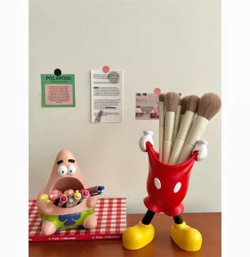 Mickey Pants Pulling Pen Holder, Patrick Star Pen Holder, Kids' Desktop Organizer, Study Stationery Storage Bucket Gift