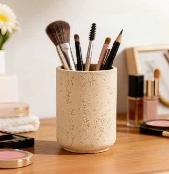 Travertine Pen Holder - Luxury High-End Office Desktop Organizer, Creative Minimalist Premium Decorative Pen Stand