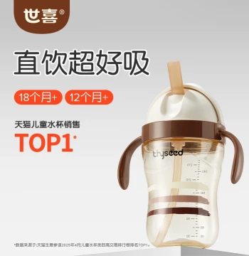 Shi Xi Children's Straw Cup, Baby Direct Drink Milk and Water Cup, Infant Bottle for Drinking Water and Milk, Ages 1 to 2 Years and Up