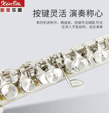 Xinbao Silver-Plated Piccolo, White Brass Copper Flute for Beginners, Brass Instrument Piccolo PC770S