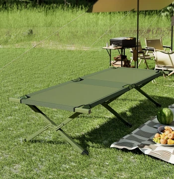 Outdoor Folding Cot - Portable High-Carbon Steel Single Bed for Nap, Camping, Emergency Relief