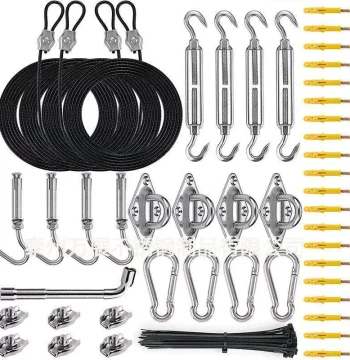 Sun Shade Sail Hardware Kit - 304 Stainless Steel Extension Ropes and Installation Hardware for Outdoor Triangular and Rectangular Canopies