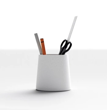 Nordic Minimalist Concrete Pen Holder, Simple Home Decor with Premium White Cement Texture, Instagram Style