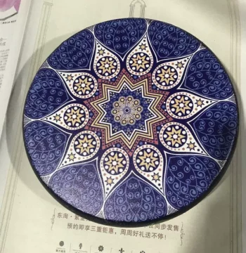 Xinjiang Uyghur Handcrafted Ethnic Instrument - Hand Drum with Cowhide and Colorful Painting, Stage Performance Prop and Decorative Drum, 20 cm