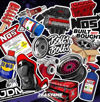 Anime Retro JDM Car Modification Stickers for Phones and Tablets, Waterproof and Personalized