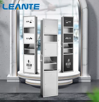 30-sheet Stainless Steel 3-in-1 Hand Towel Dispenser with Dryer and Trash Bin, Wall-embedded Drawer, 4-compartment Rack, Body Machine