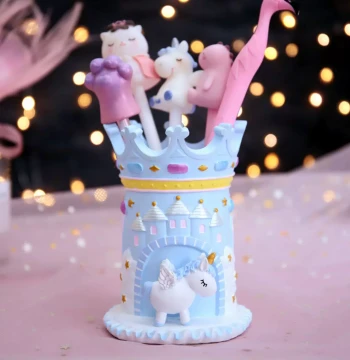 Creative Desk Unicorn Pen Holder Stand Ornament Cartoon Cute Pony Storage Bucket Student Desktop Decorative Gift