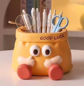 Creative Cartoon Paper Bag Pen Holder Organizer - Office Desk Decor and Large-Capacity Birthday Gift