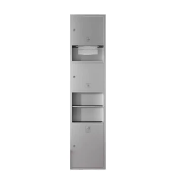 All-in-One Embedded Paper Towel Dispenser with Trash Bin and Hand Dryer Integration