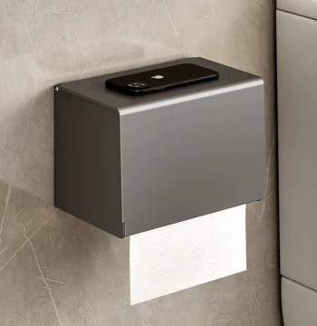 Gunmetal Bathroom Tissue Box Wall-Mounted Space Aluminum Toilet Paper Holder Storage Home Toilet Roll Paper Towel Rack