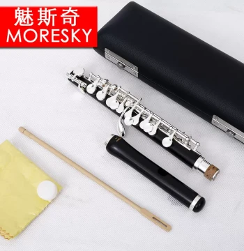 Ebony or Composite C-Tune Piccolo with Silver-Plated Keys by MORESK - Ebonite Instrument