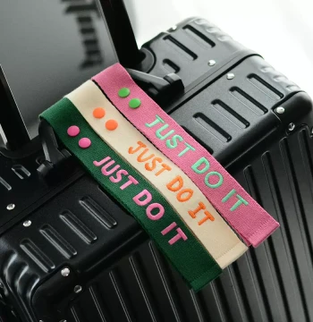 Custom Luggage Tag with Ribbon - Personalized Logo & Name Strap for Suitcases, Boarding Passes, and Fan Support